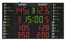 FC56H25-12A1 Scoreboard model FC56 with side panels for number and fouls of 12 playersFC56H25-12A1 Modell Anzeigetafel FC56, mit seitliche Anzeigetafeln fr die Trikotnummer und Fouls von 12 Spielern. 